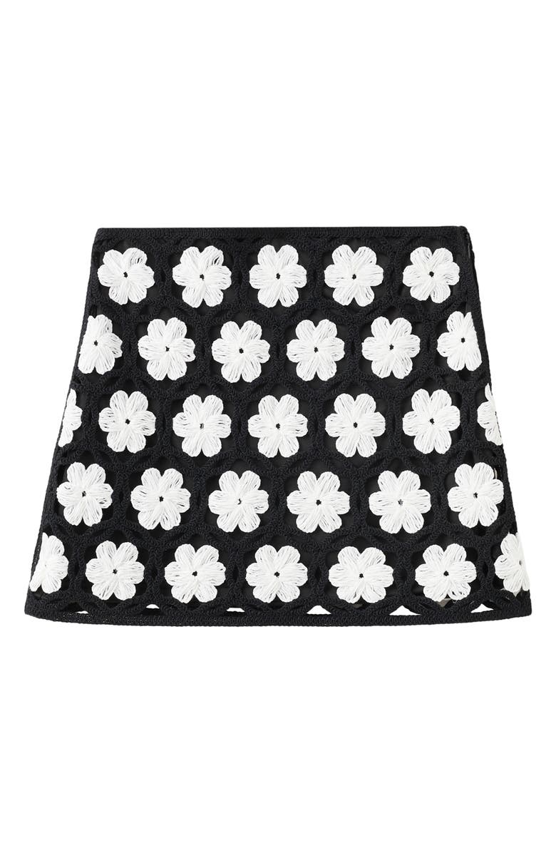MANGO Floral Crochet Mid Rise Miniskirt, Alternate, color,