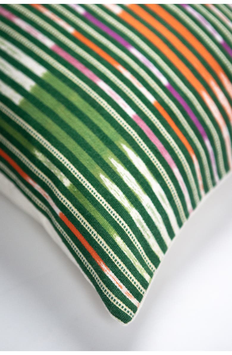 Archive New York Vintage Verde Ikat Stripe Handwoven Throw Pillow, Alternate, color, Green