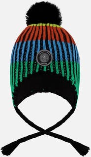Deux par Deux Lined Peruvian Knit Winter Hat with Pompom Multicolor