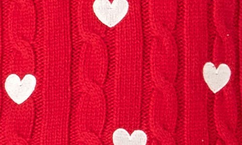 English Factory Heart Embroidered Sleeveless Cable Sweater In Red