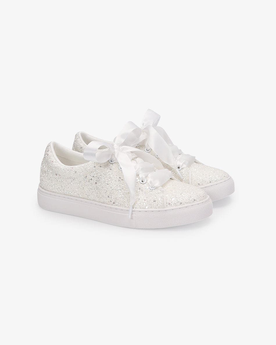 Kailee P Lucy Rock Glitter Wedding Platform Sneakers, Main, color, White