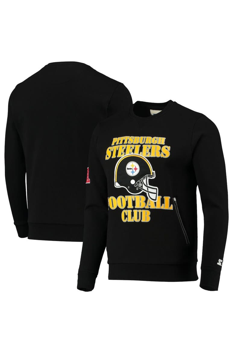 Men's Starter Black Pittsburgh Steelers Locker Room Throwback End Zone Pullover Sweatshirt, Alternate, color, Black