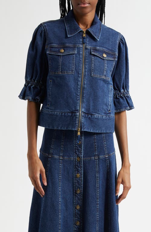Cinq À Sept Holly Short-sleeve Denim Jacket In Oceane