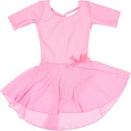 Leveret Girls Short Sleeve Skirted Leotard