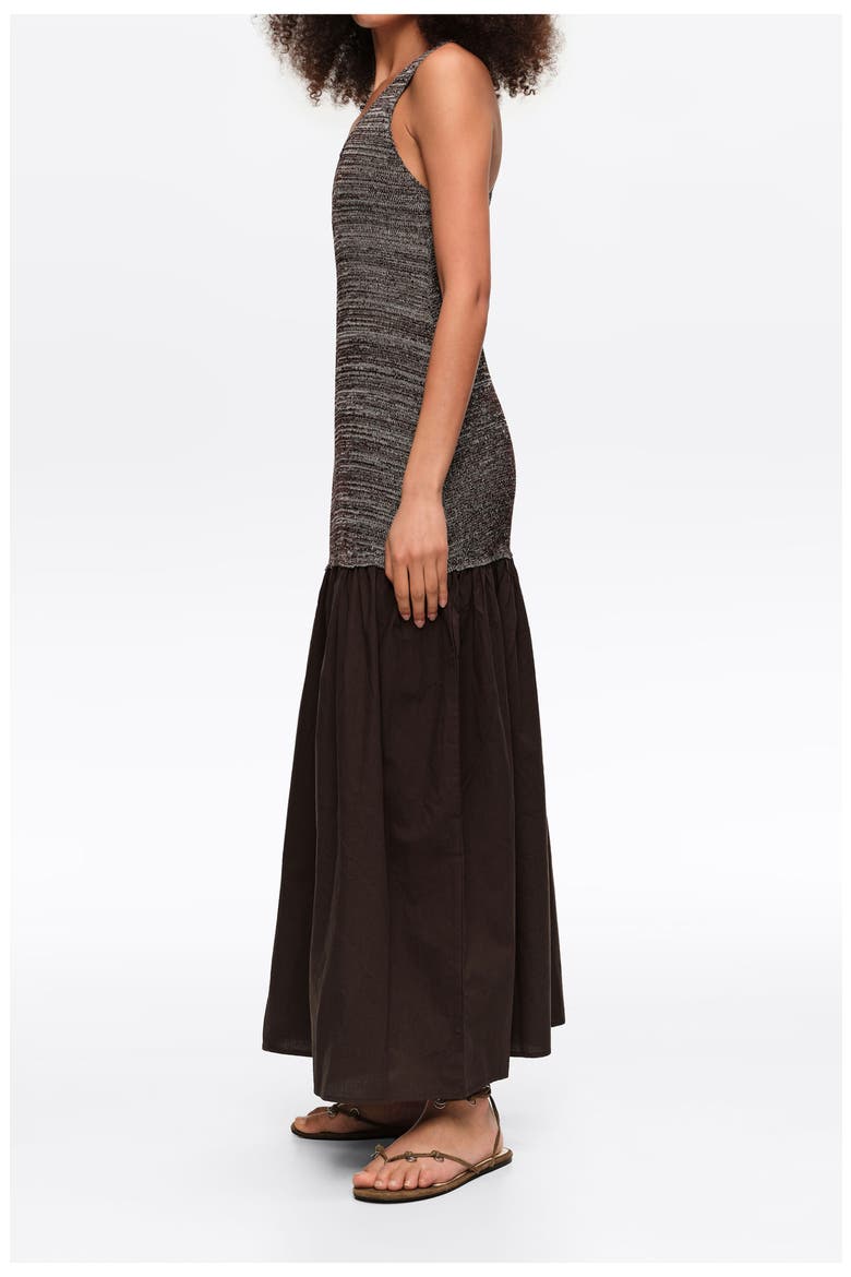 Two-Material Knit Dress, Alternate, color, BROWN