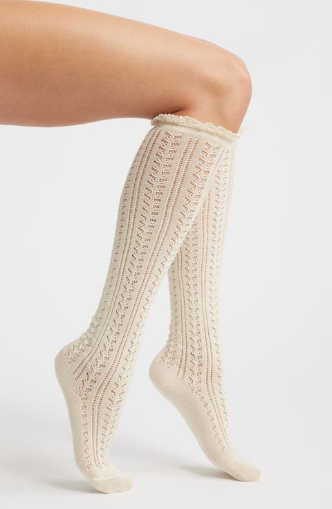 Misty Pointelle Tall Socks