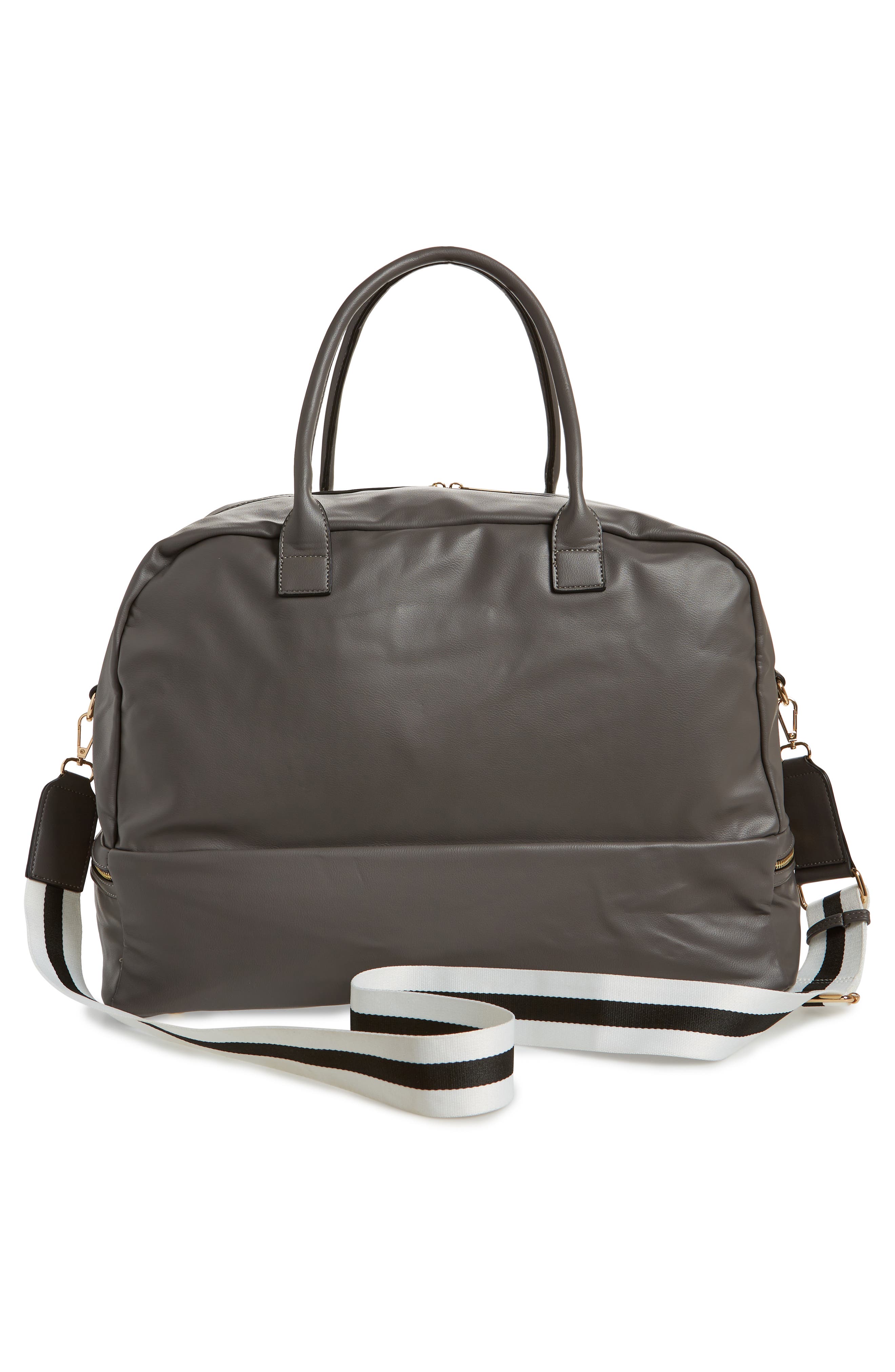 Mali + Lili Riley Vegan Leather Weekend Travel Bag, Alternate, color, Charcoal