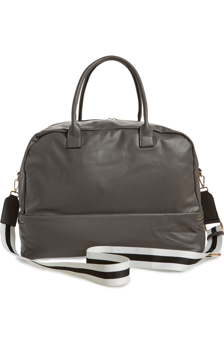 Mali + Lili Riley Vegan Leather Weekend Travel Bag, Alternate, color, Charcoal