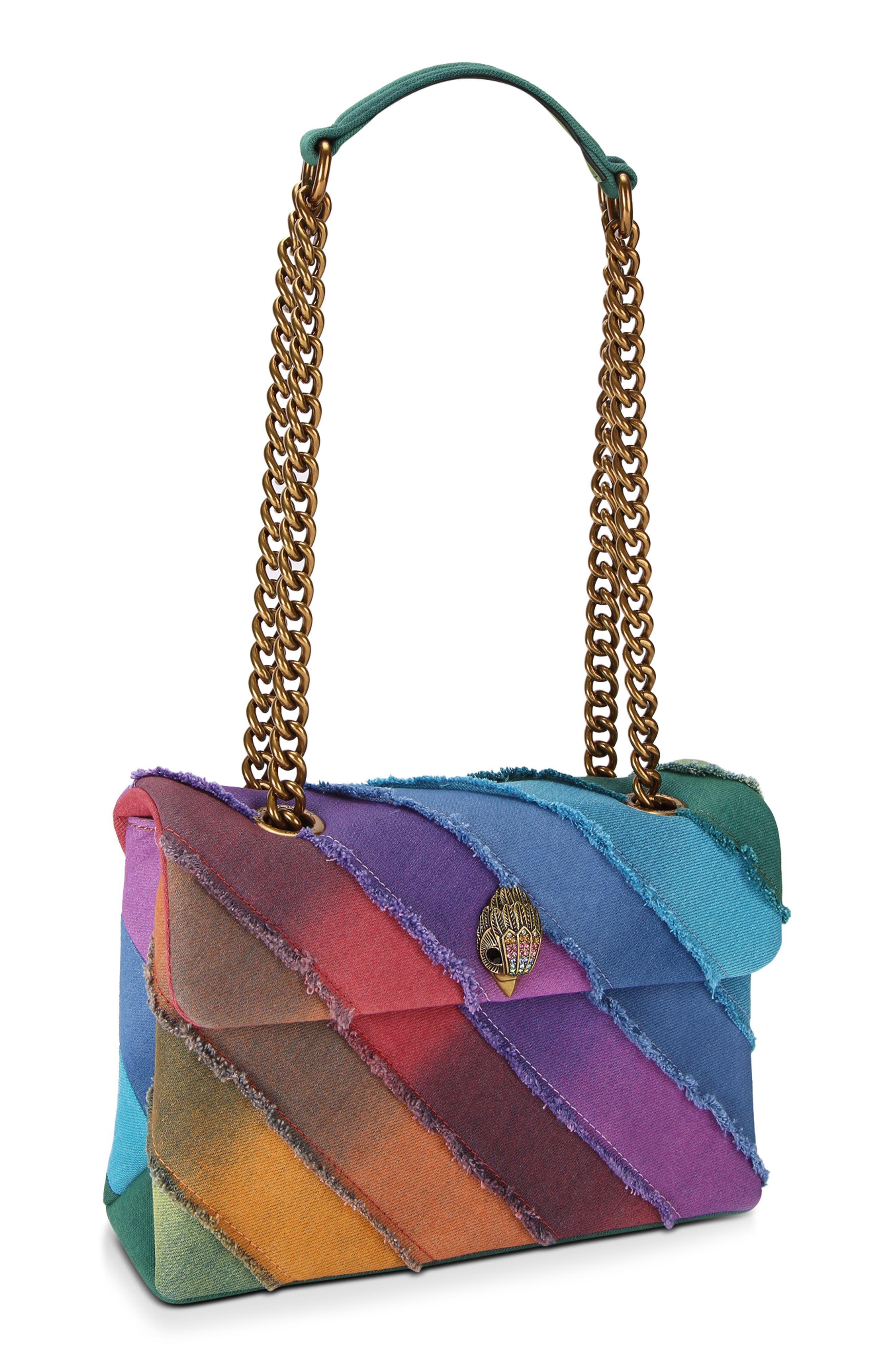 Kurt Geiger London Kensington Rainbow Denim Shoulder Bag, Alternate, color, Rainbow Denim