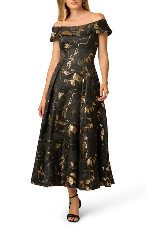 Off the Shoulder Fit & Flare Cocktail Dress