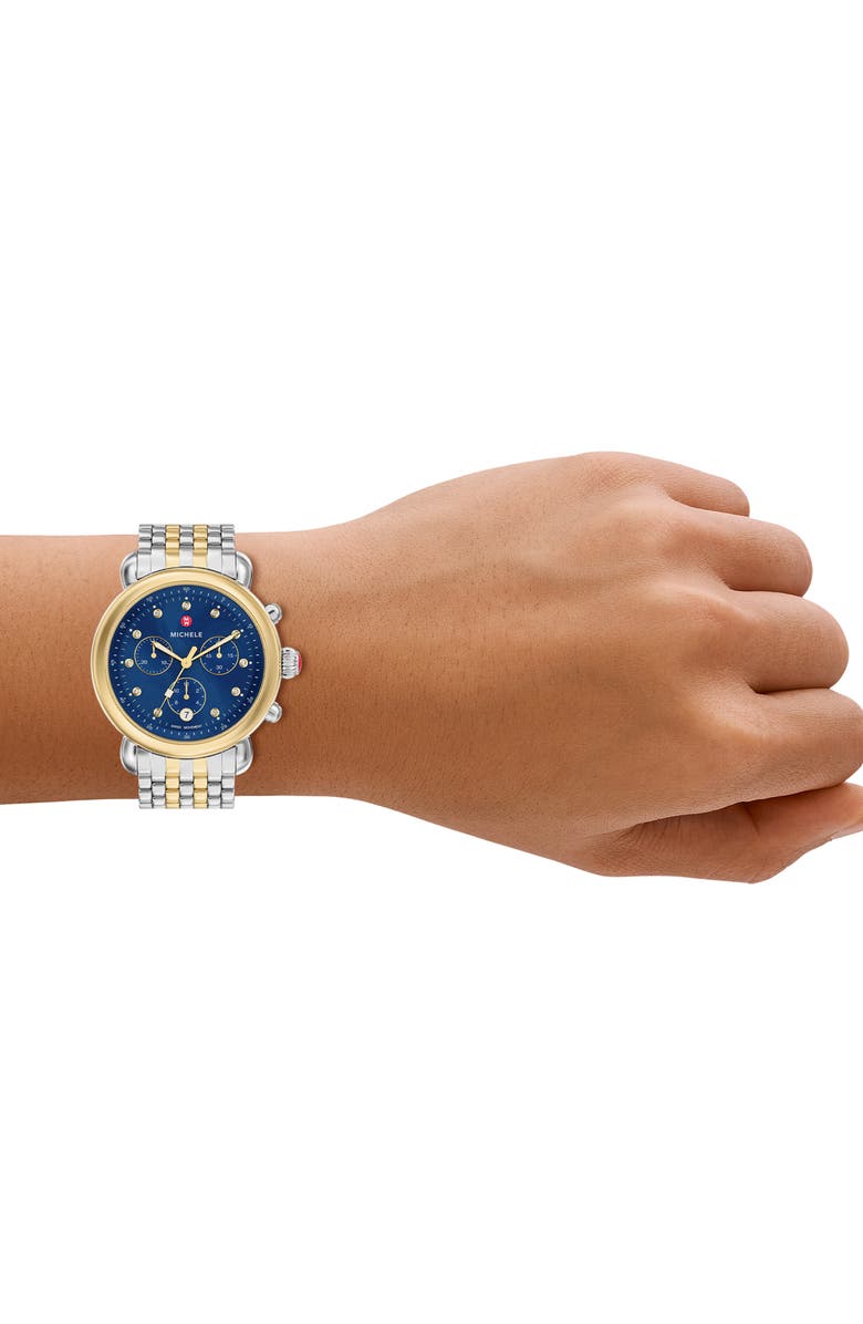 MICHELE CSX Two-Tone Diamond Bracelet Watch, 39mm, Alternate, color, Two Tone