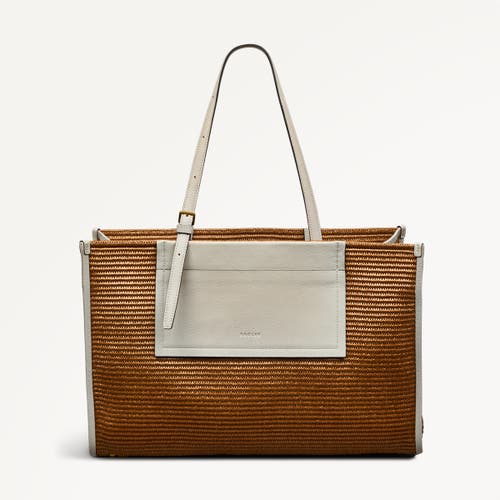 Radley The Burlington - Raffia Large Open Top Tote Bag in Saddle at Nordstrom