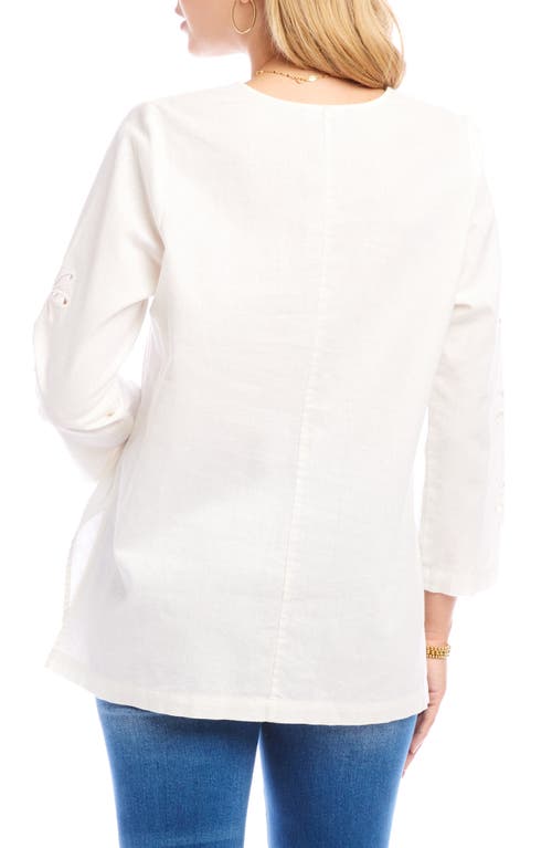 Karen Kane Floral Cutout Top In Off White