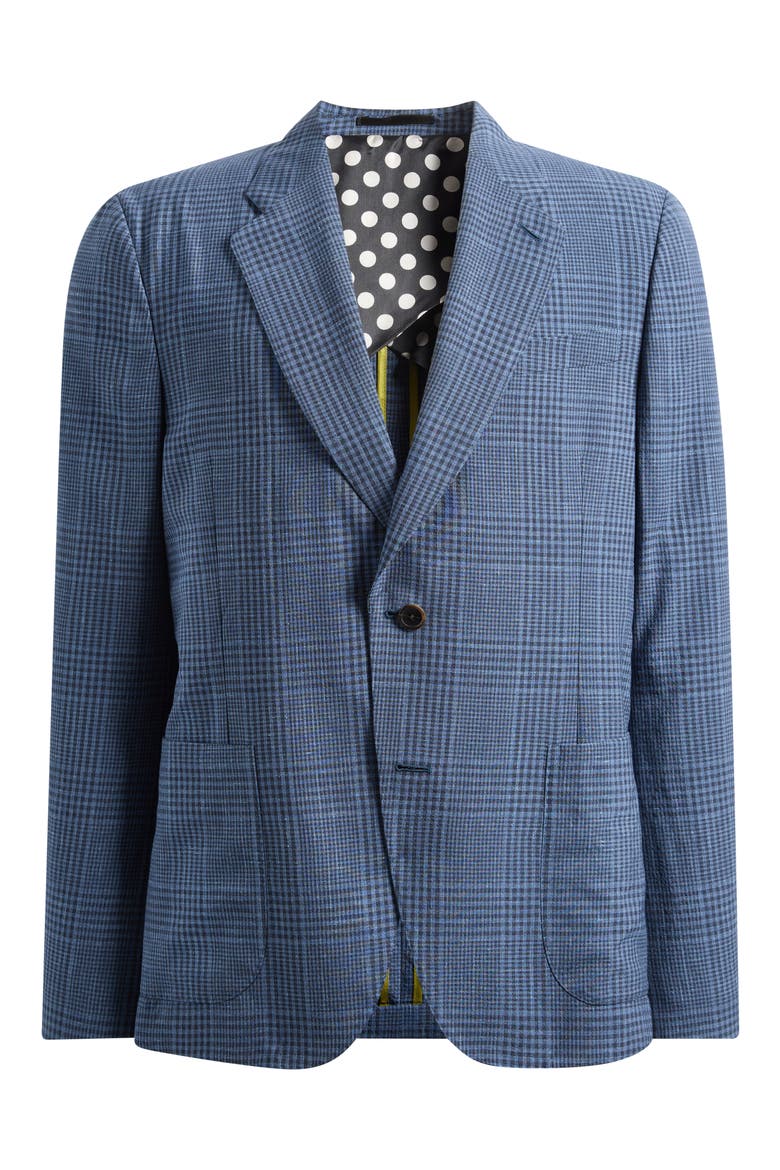 Plaid Wool, Silk & Linen Sport Coat, Alternate, color, GREYISH BLUE