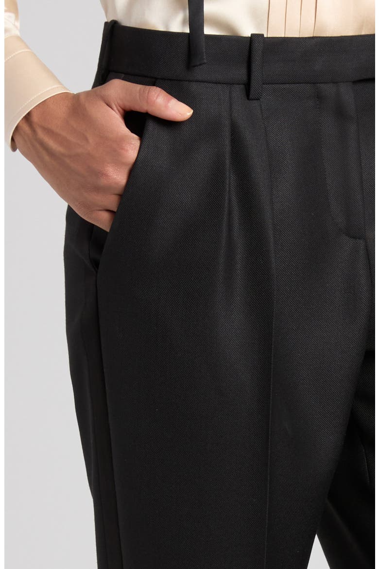 Pleated Wool, Mohair & Silk Twill Pants, Alternate, color, BLACK