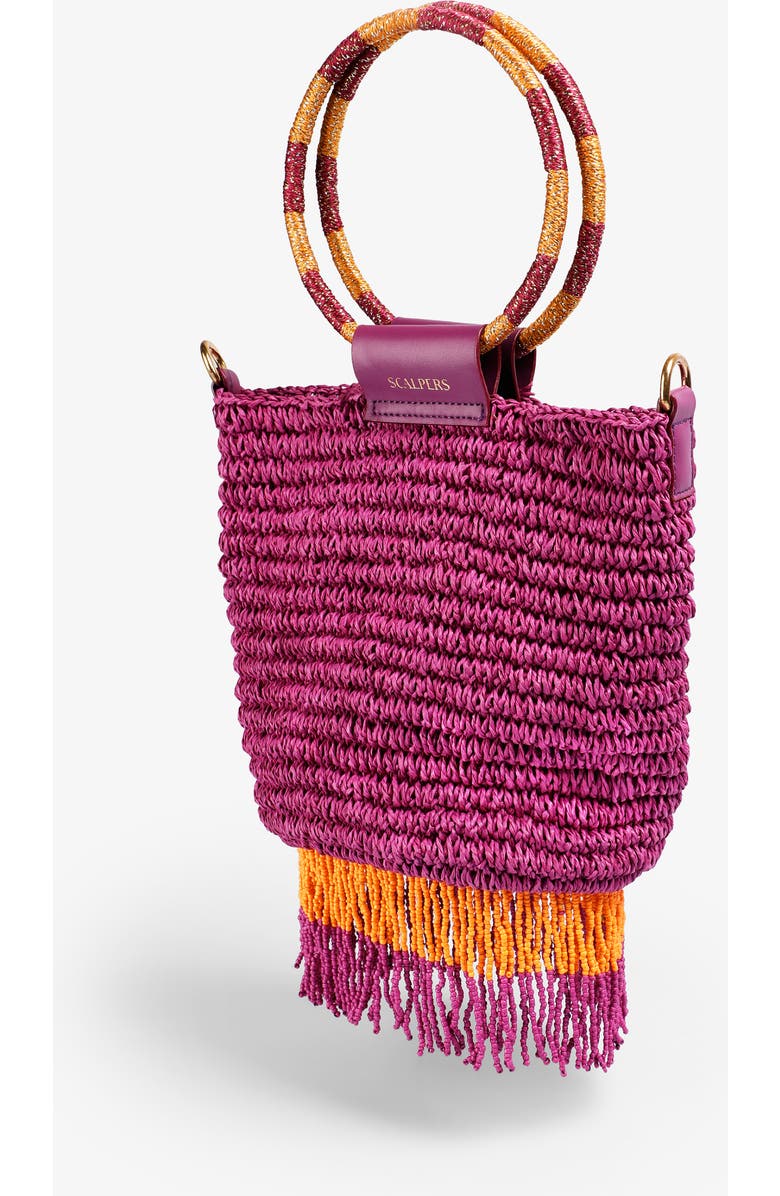 Scalpers Par Beads Fringed Bag, Alternate, color, Bouganville