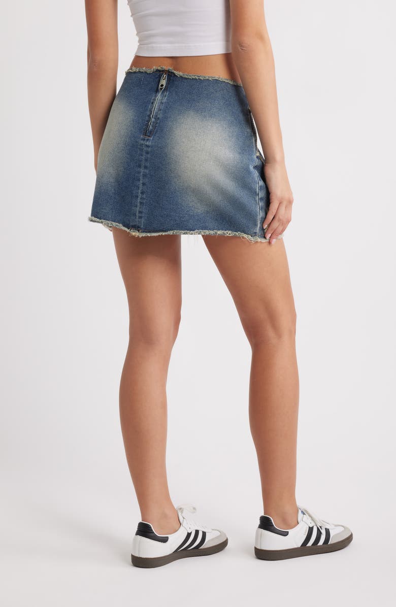 PTCL x Playboy Frayed Appliqué Raw Hem Denim Miniskirt, Alternate, color,