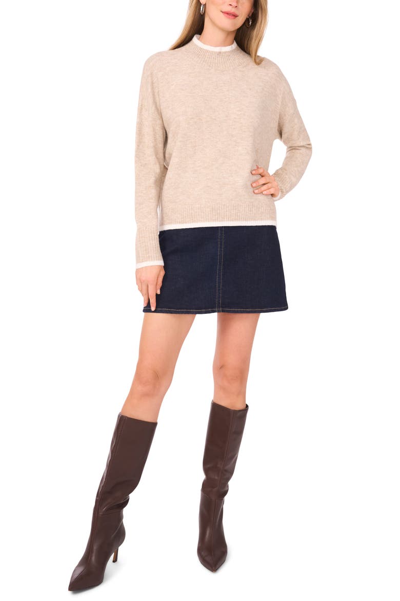 Mock Neck Sweater, Alternate, color, OATMEAL