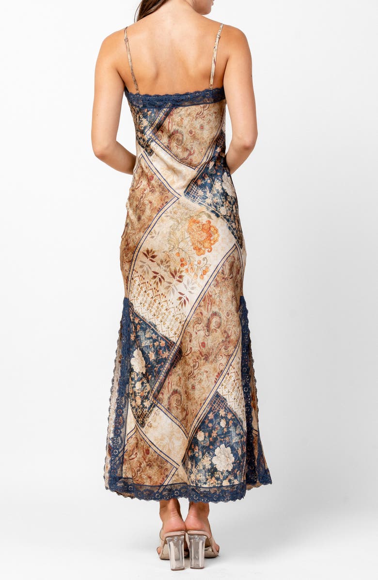 Beivy Printed Lace Trim Maxi Dress, Alternate, color, Amber Haze