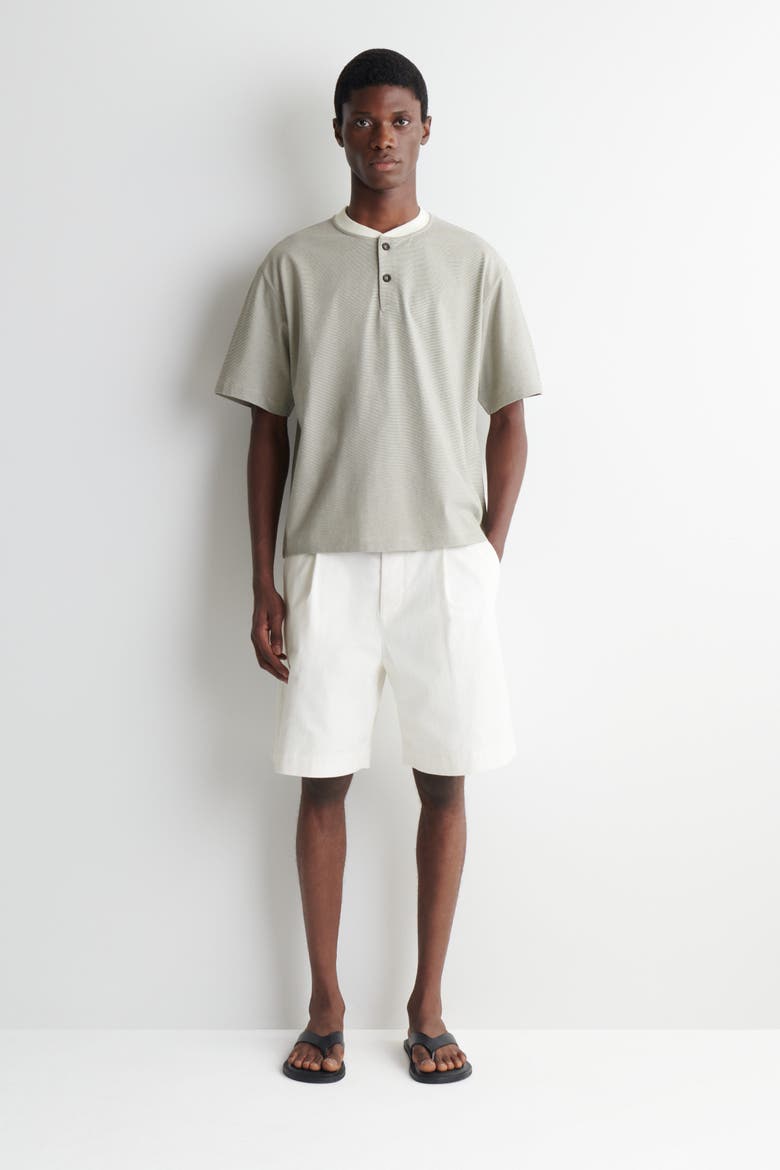 Striped Cotton Henley T-shirt, Alternate, color, WHITE / BLACK / STRIPED