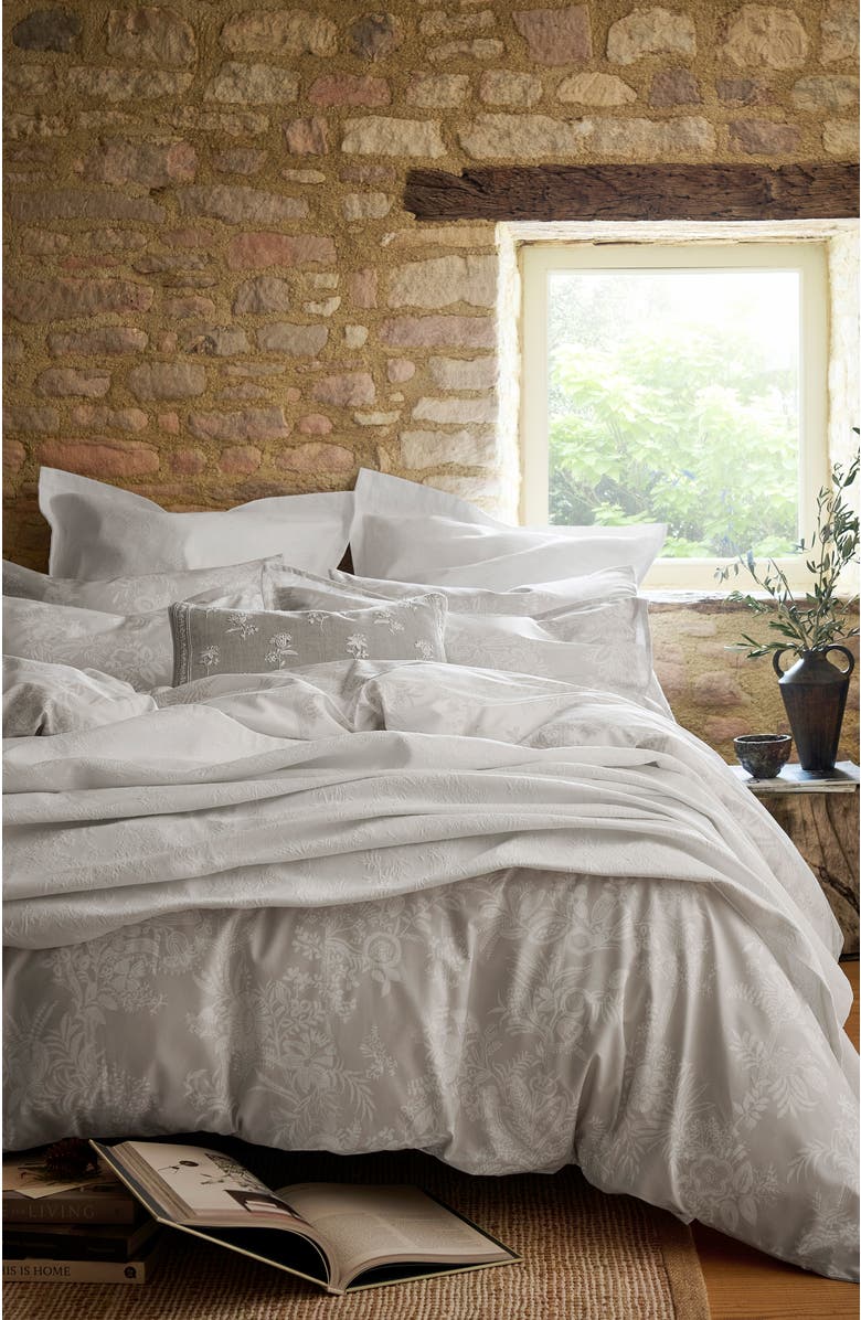 CHRISTY Beatrice Luxury Cotton Percale Jacquard Duvet Cover Sets, Alternate, color, Beige