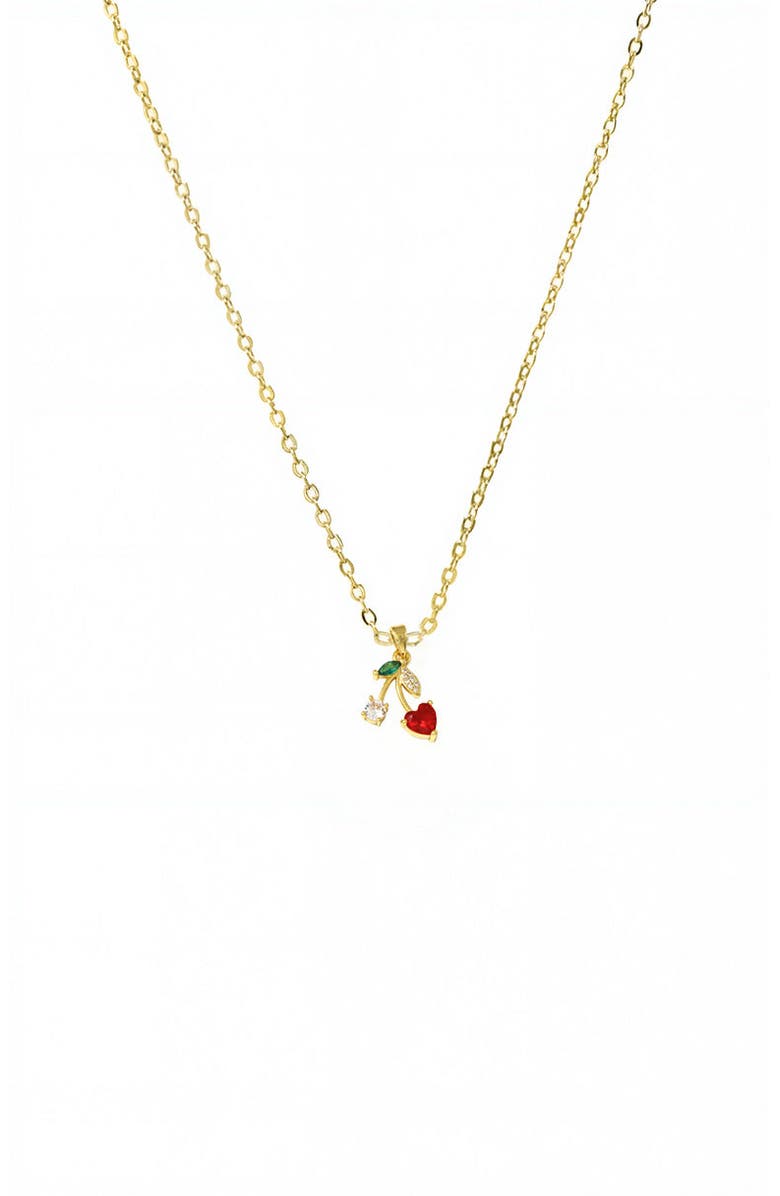 BY ADINA EDEN CZ Red & Green Heart Cherry Pendant Necklace, Main, color, Red