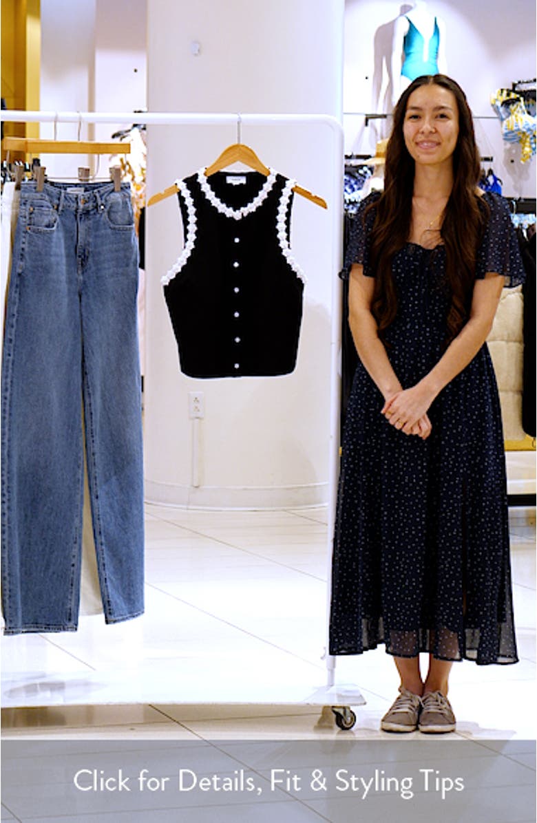 Faux Pearl Floral Trim Sleeveless Top, sales video thumbnail