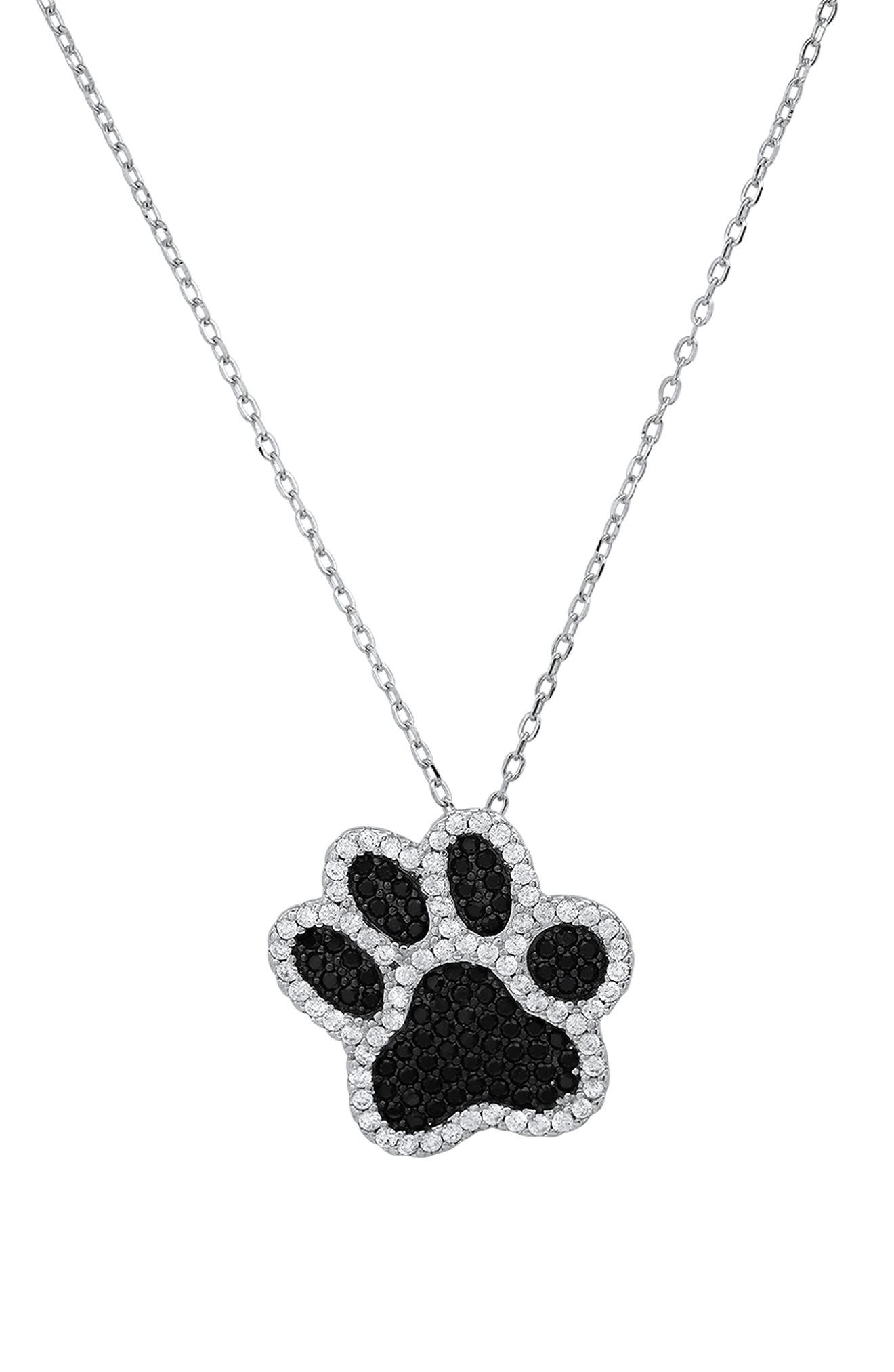 Queen Jewels Sterling Silver CZ Paw Pendant Necklace