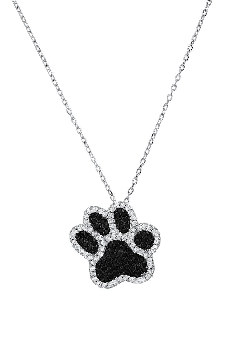 Sterling Silver CZ Paw Pendant Necklace, Main, color, SILVER