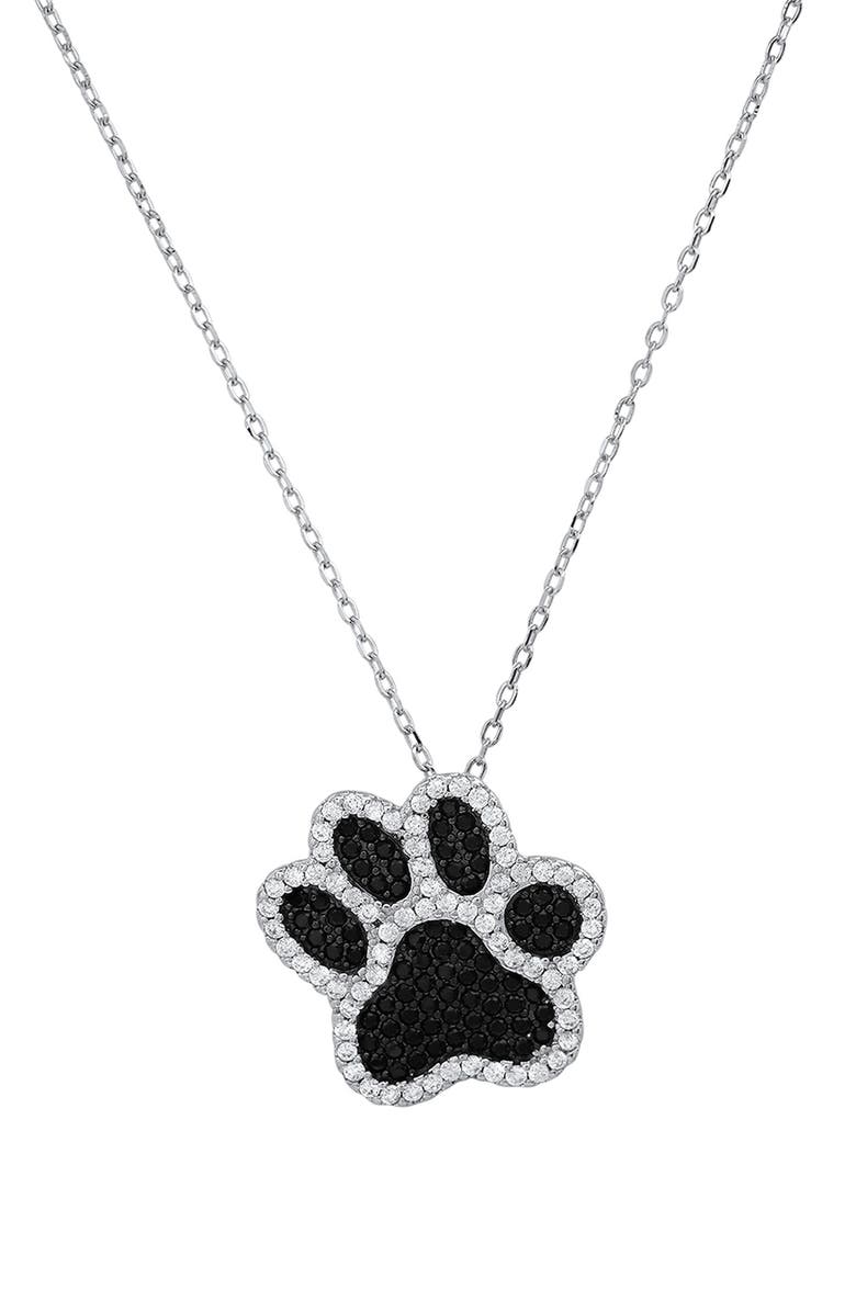 Queen Jewels Sterling Silver CZ Paw Pendant Necklace, Main, color, Silver