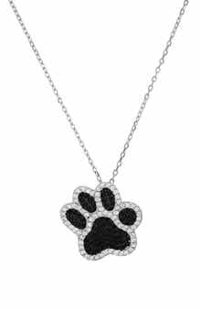 Queen Jewels Sterling Silver CZ Paw Pendant Necklace