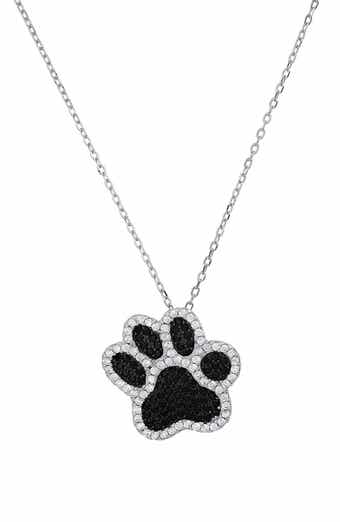 Sterling Silver CZ Paw Pendant Necklace