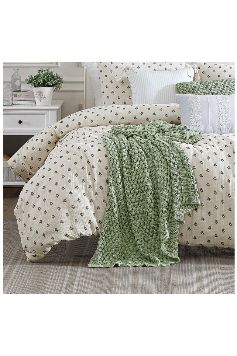 Crochet Knit Cotton Throw Blanket, Alternate, color, SAGE