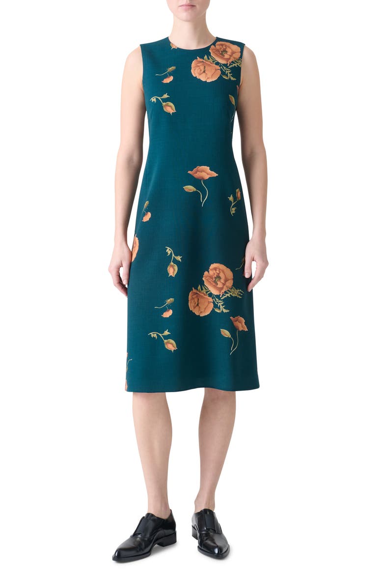 Anemone Double Face Wool Blend Sheath Dress, Main, color, RIVER GREEN-TERRA