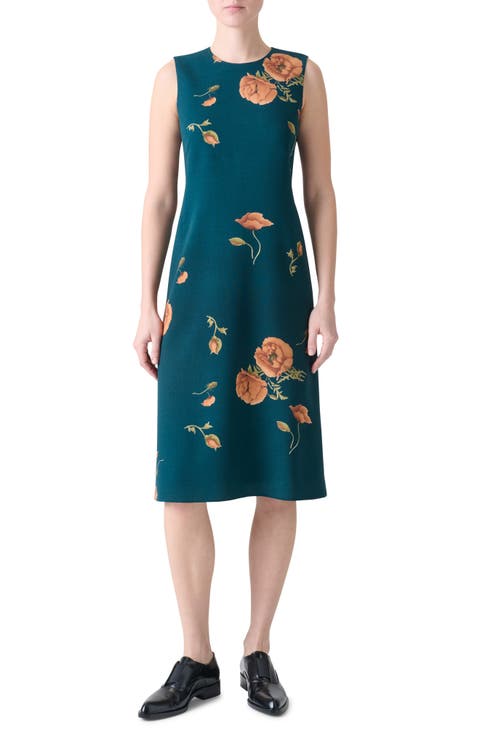 Anemone Double Face Wool Blend Sheath Dress