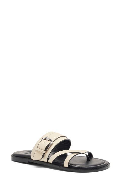 Belted Cross Strap Slide Sandal (Women)