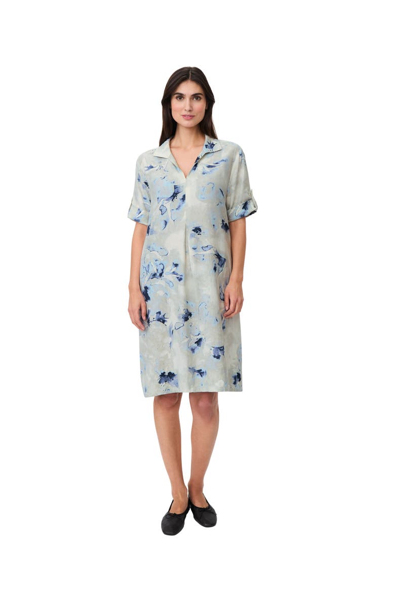 Manaevira Floral Printed Tunic Dress, Main, color, Skyway