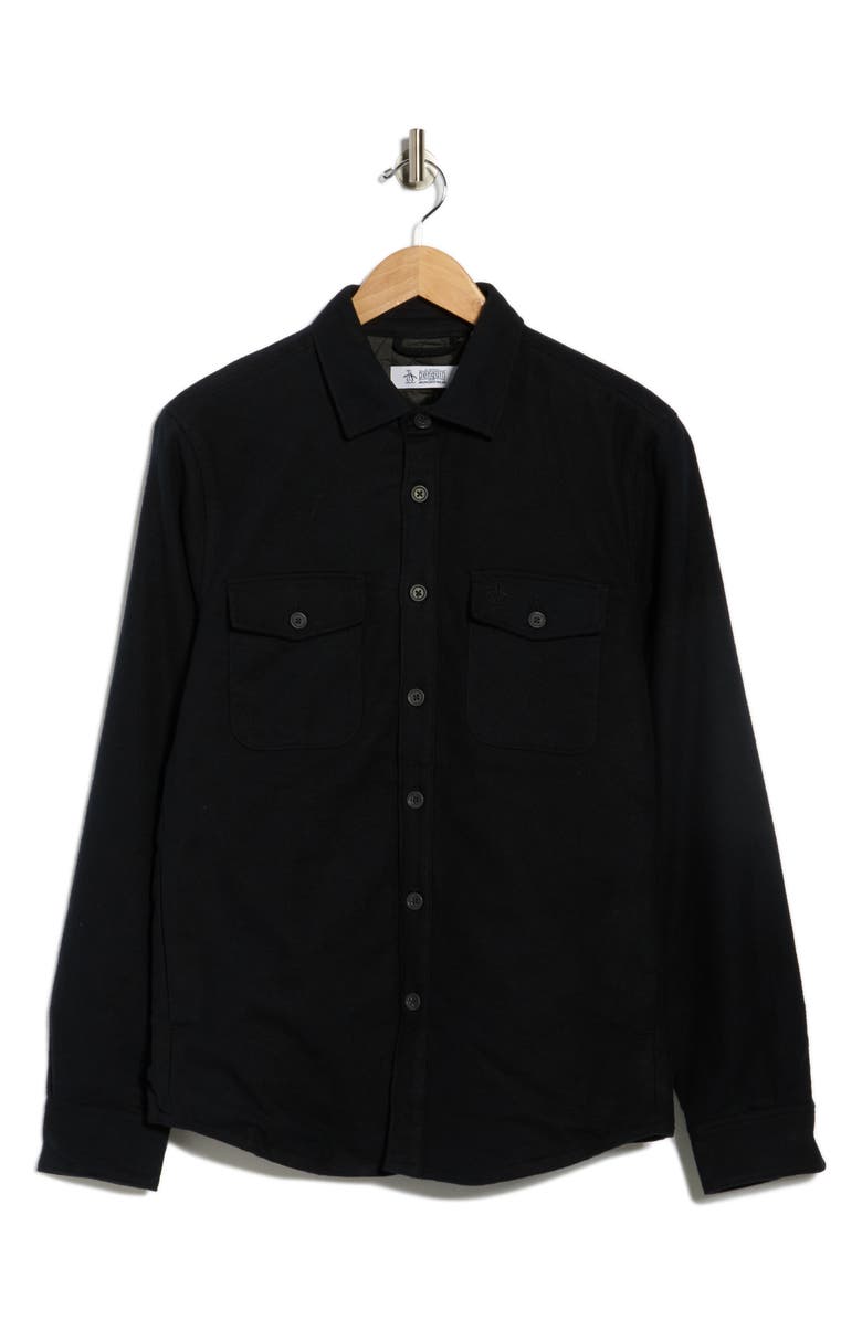 Original Penguin Flannel Shirt, Alternate, color, True Black