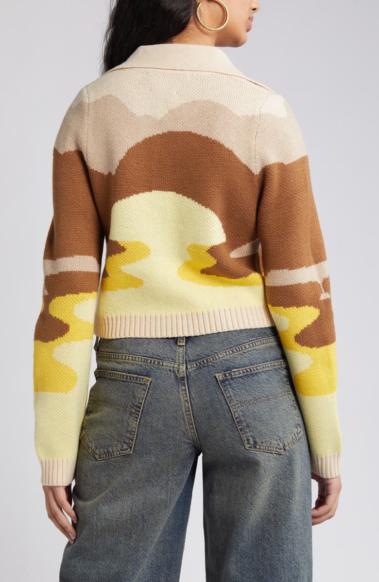 House of Sunny The Dunes Tripper Jacquard Crop Cardigan, Alternate, color, Multi