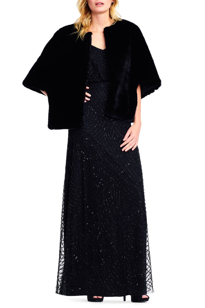 Faux Fur Jacket, Alternate, color, BLACK
