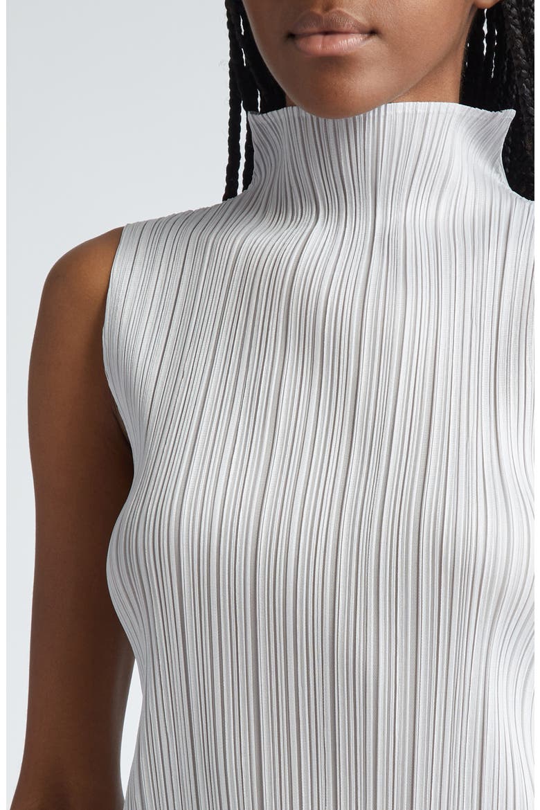 Pleated Funnel Neck Top, Alternate, color, LIGHT GRAY