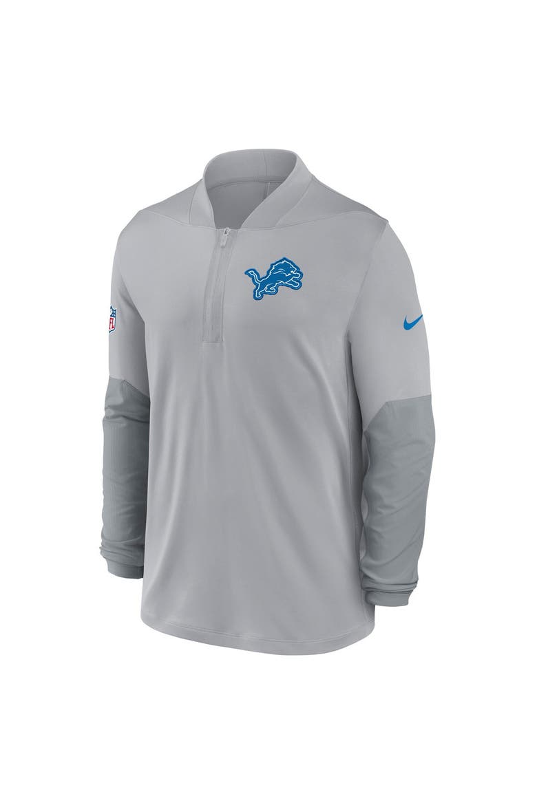 Men's Nike Gray Detroit Lions Sideline Dri-FIT Half-Zip Pullover, Alternate, color, Gray