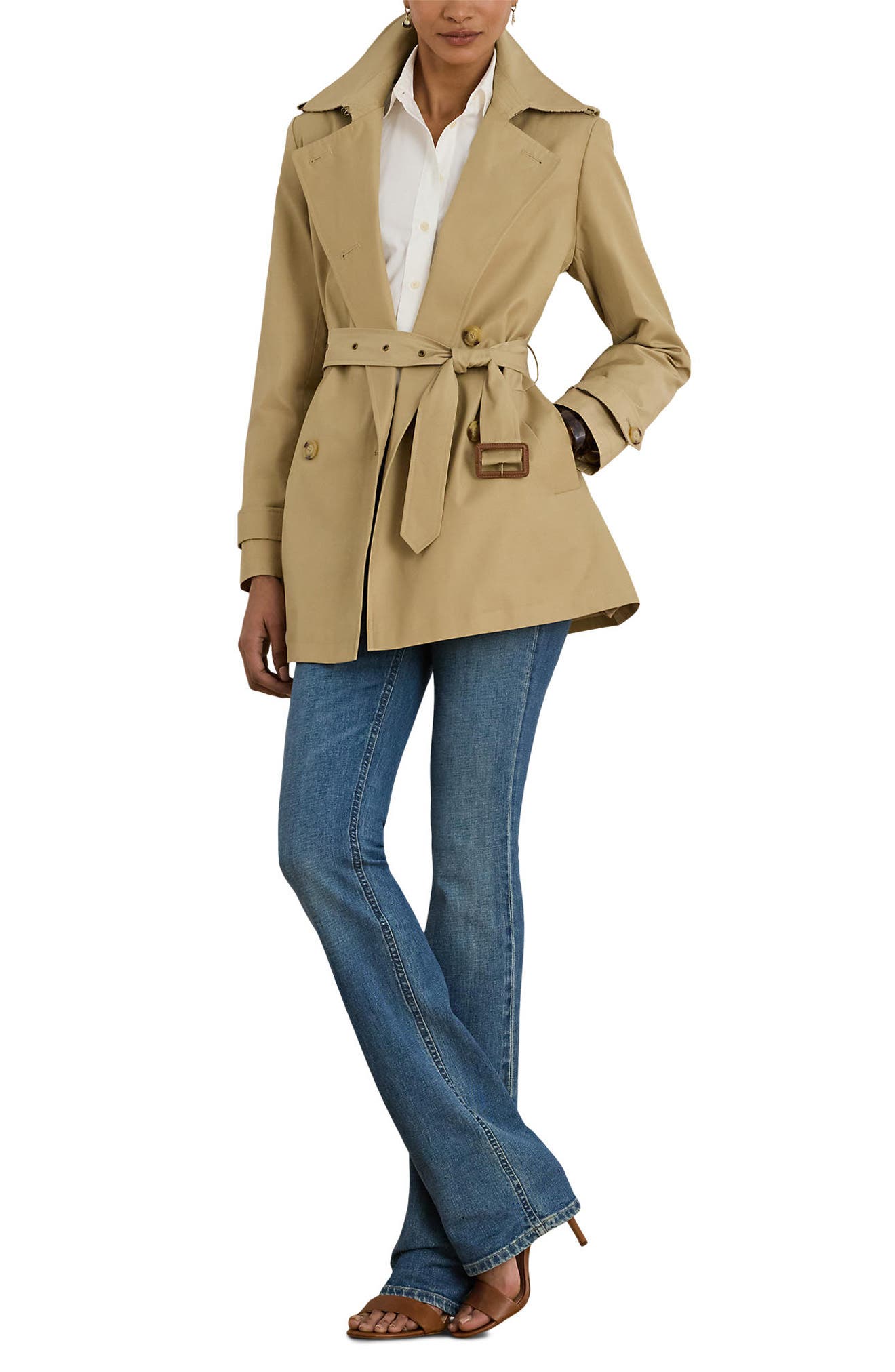 Женские Lauren Ralph Lauren Double Breasted Cotton Blend Jacket — фото 6