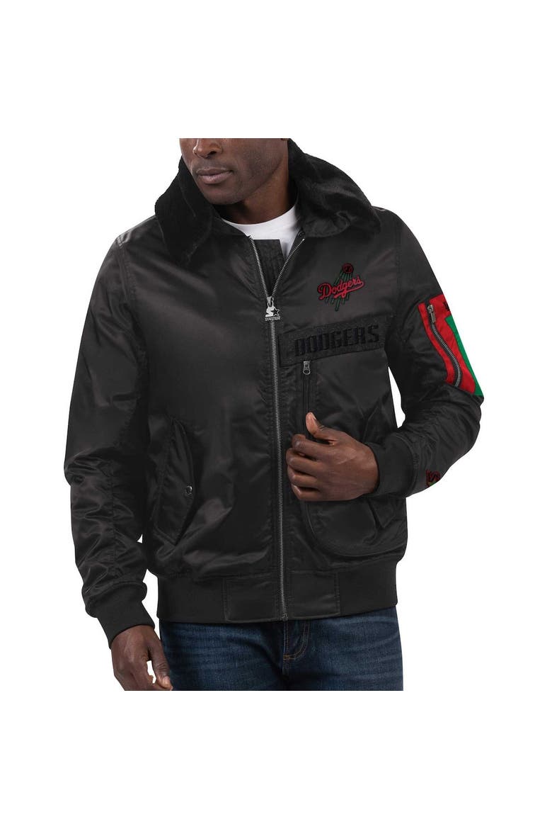 Men's Starter x Ty Mopkins Black Los Angeles Dodgers Black History Month Satin Full-Zip Jacket, Alternate, color, Black
