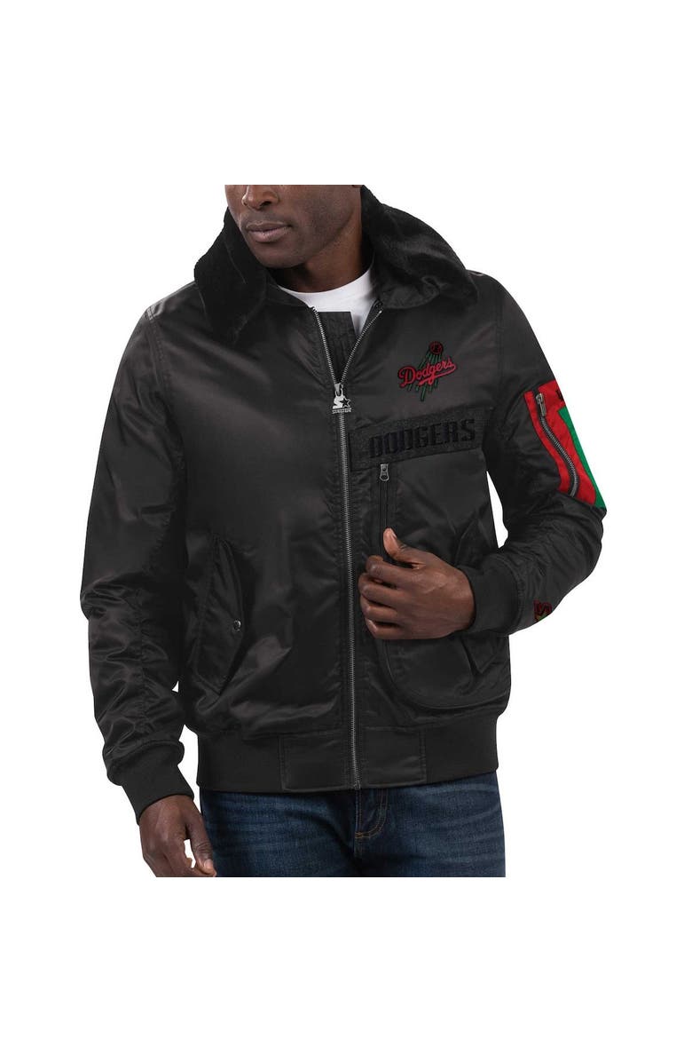 STARTER Men's Starter x Ty Mopkins Black Los Angeles Dodgers Black History Month Satin Full-Zip Jacket, Alternate, color, Black