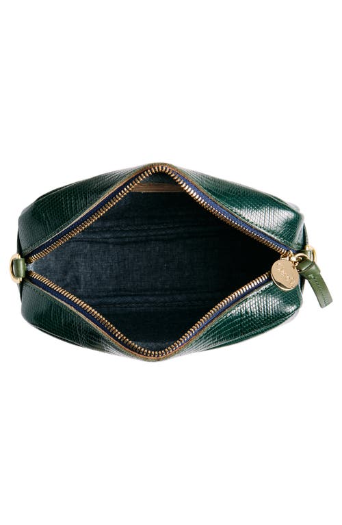 Shop Clare V . Midi Sac Lizard Embossed Leather Crossbody Bag In Forest Lizard
