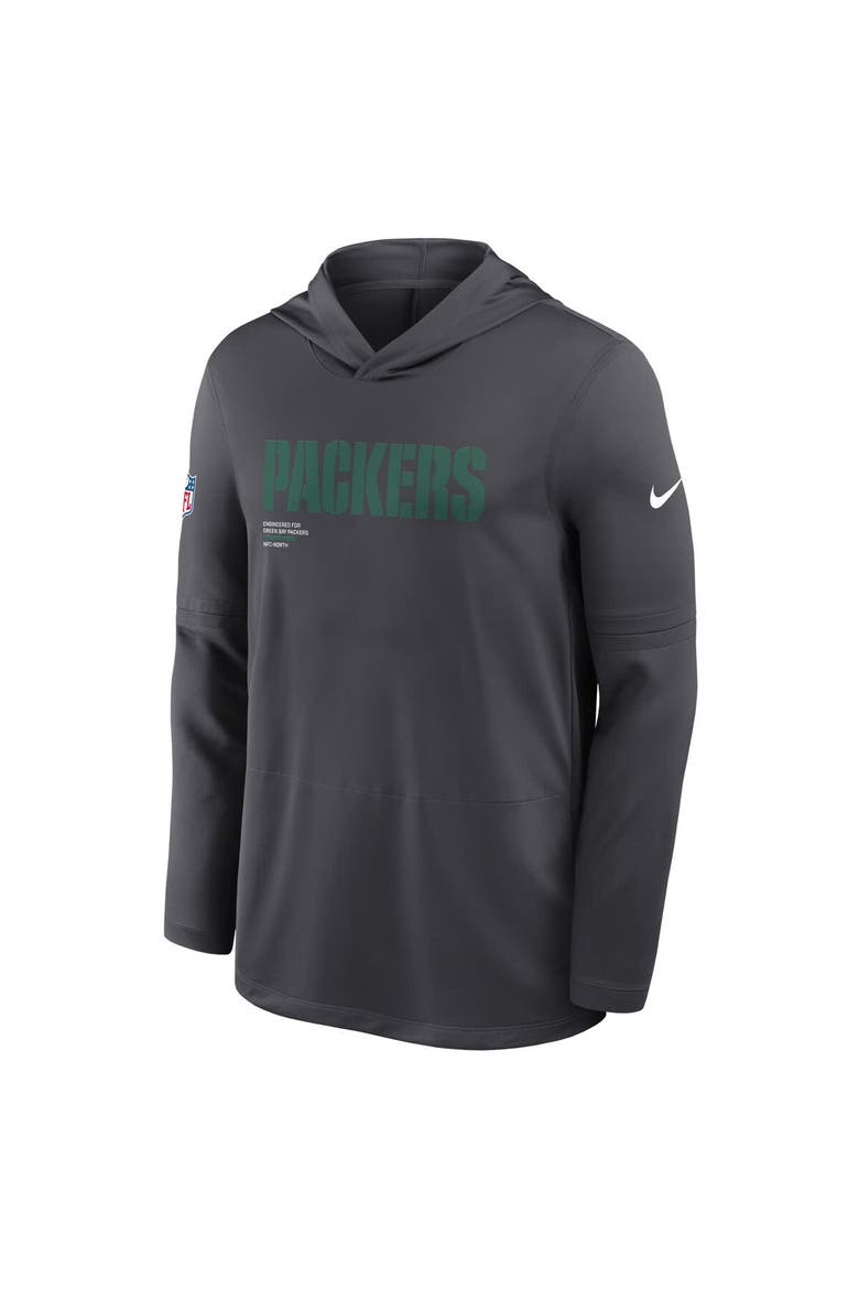 Men's Nike Anthracite Green Bay Packers Sideline Pure Fury Performance Long Sleeve Hoodie T-Shirt, Alternate, color, Anthracite