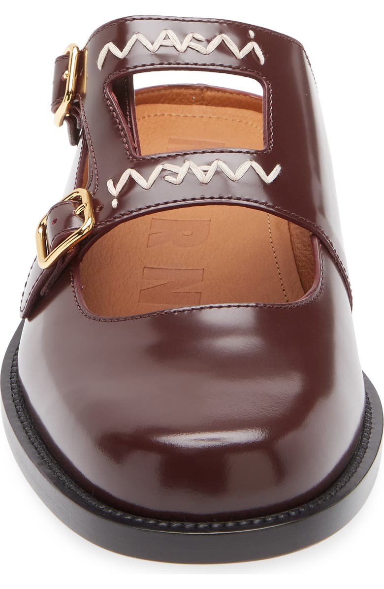 Marni Logo Embroidered Sabot Mule, Alternate, color, Burgundy/ Red