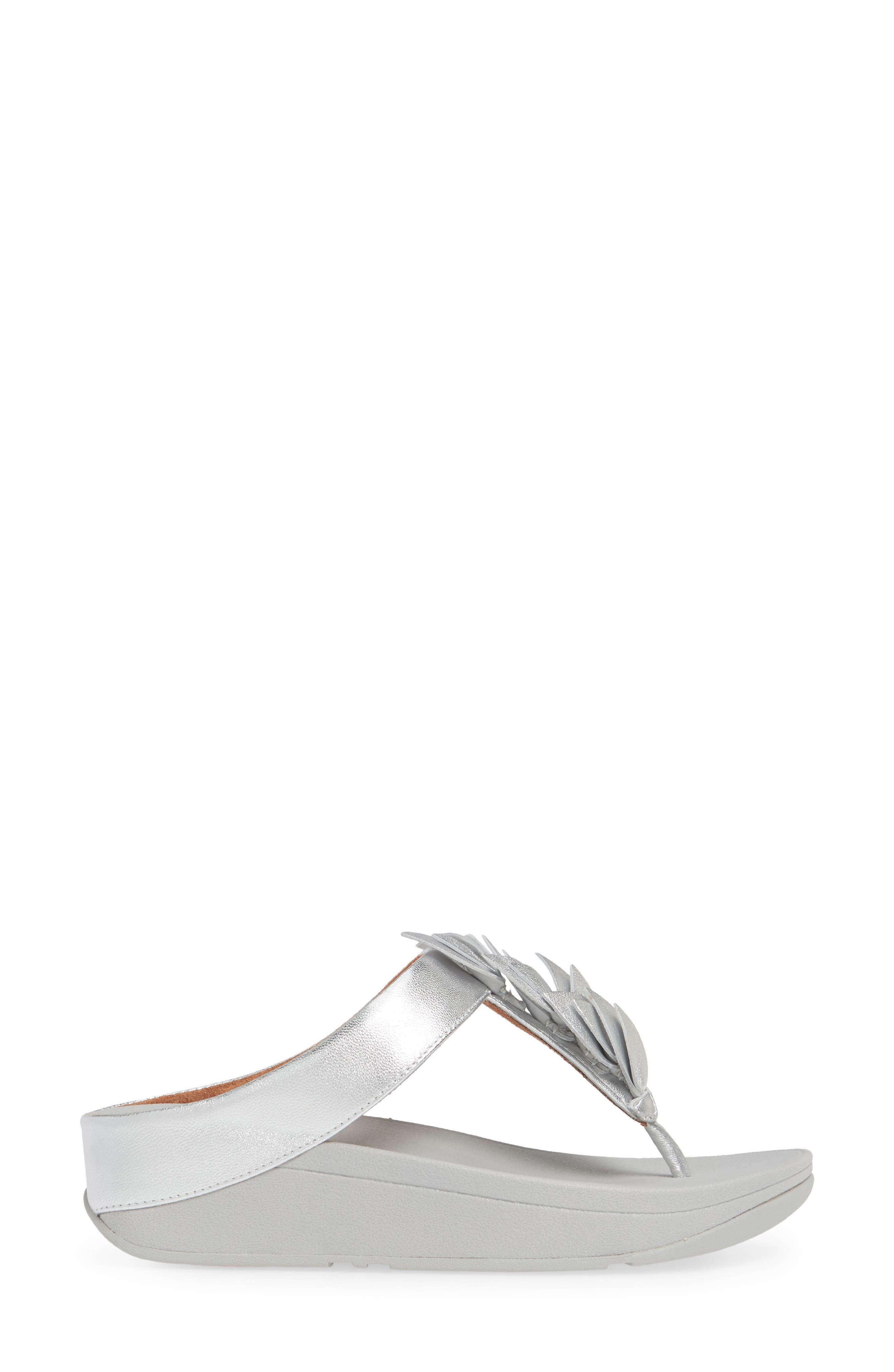 Fino Leaf Flip Flop, Alternate, color, SILVER LEATHER