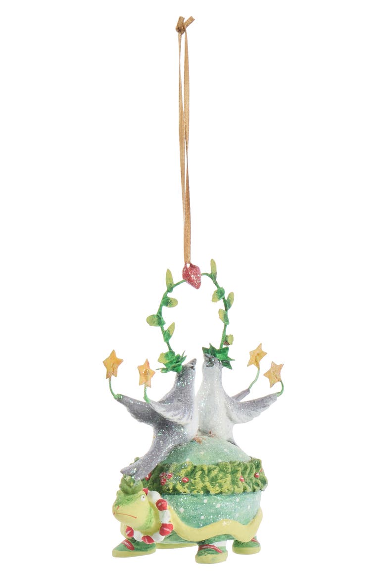 Patience Brewster 12 Days Two Turtle Doves Ornament, Alternate, color, GREEN